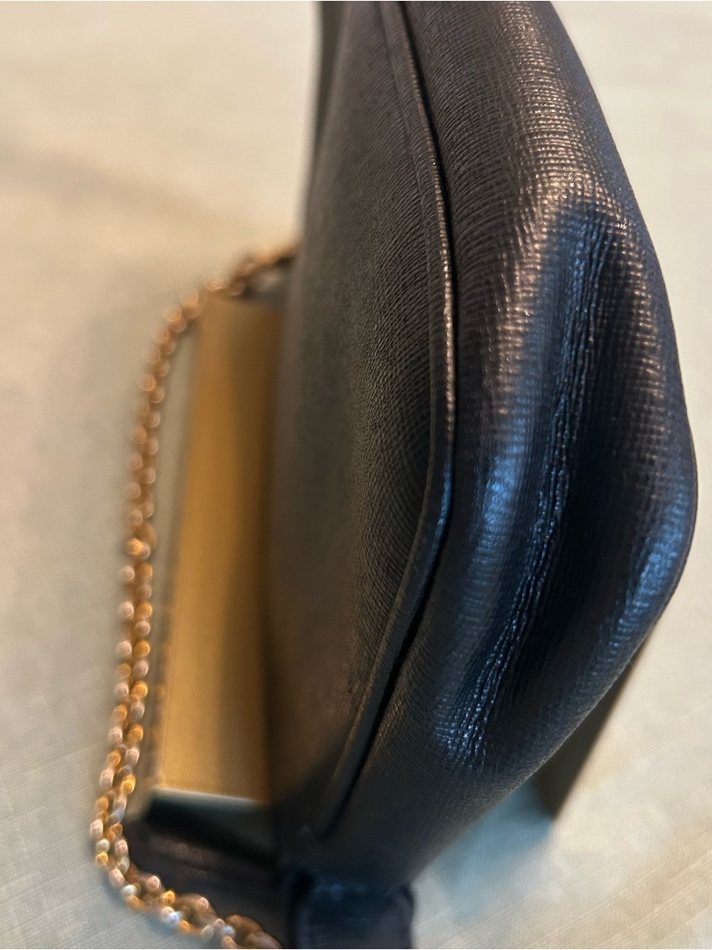 Fendi Black Leather Shoulder Bag with Gold Chain - Picture 11 of 16